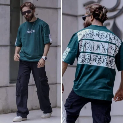 Oversize T-shirt Men’s Dropped Shoulder Short Sleeve Fitness-Dip Green| OversizeBazar