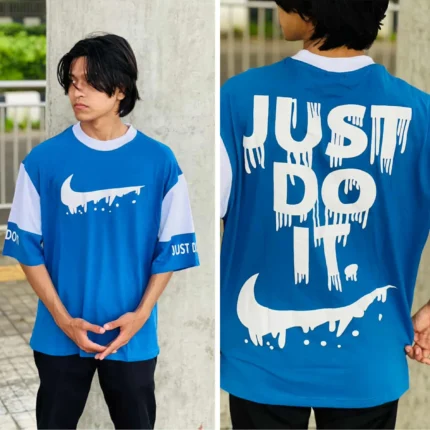 Oversize T-shirt Men’s Dropped Shoulder Short Sleeve Fitness-Blue | OversizeBazar