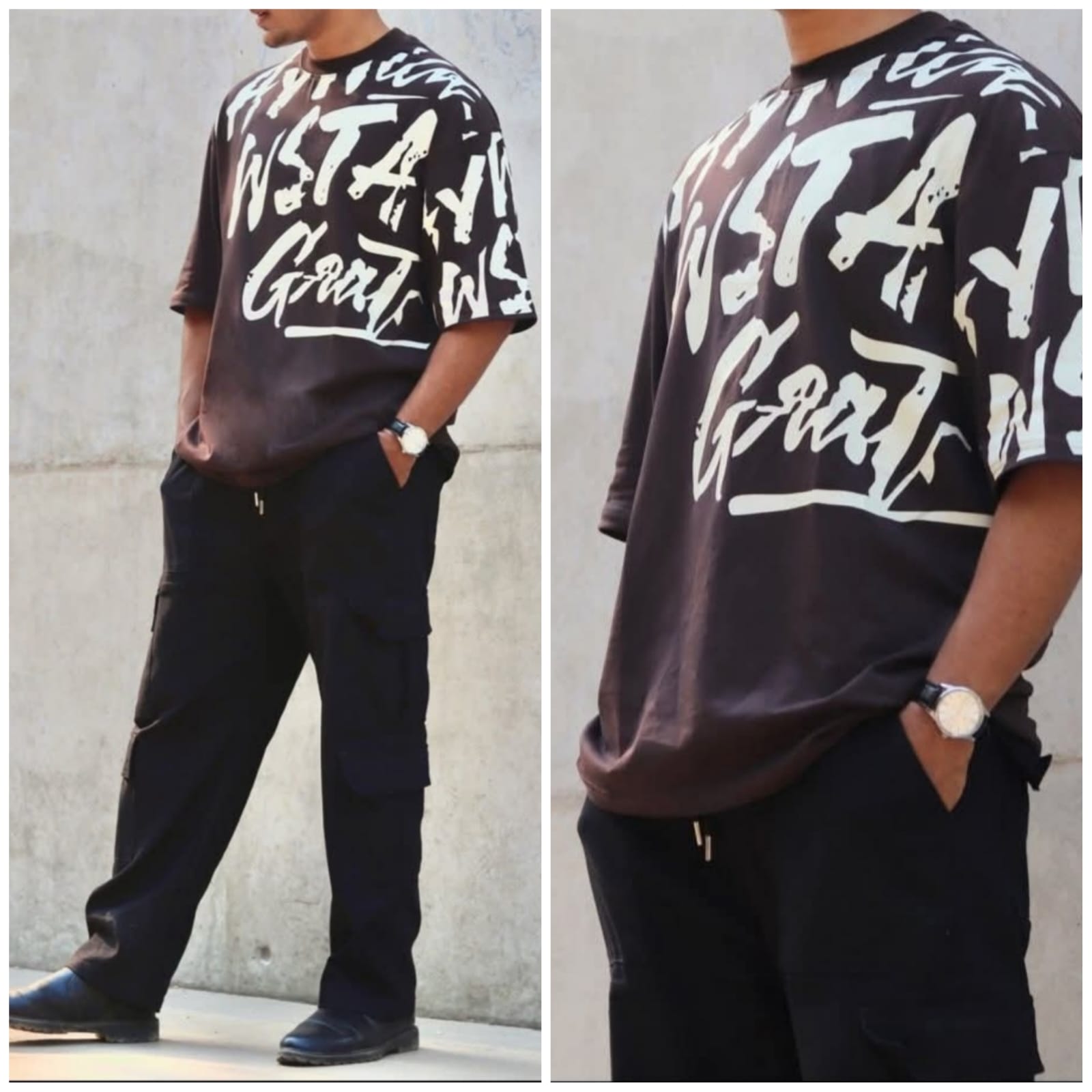 Oversize T-shirt Men Dropped Shoulder -Coffee| OversizeBazar