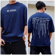 Oversize T-shirt Men Dropped Shoulder -Navy Blue| OversizeBazar
