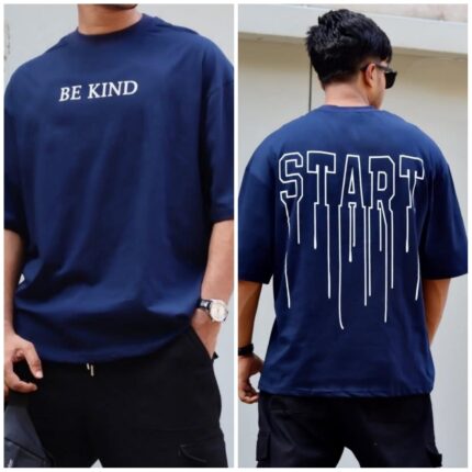Oversize T-shirt Men Dropped Shoulder -Navy Blue| OversizeBazar