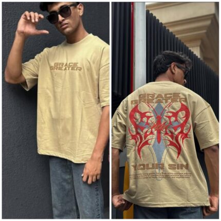 Oversize T-shirt Men’s Dropped Shoulder Short Sleeve Fitness-Cream | OversizeBazar